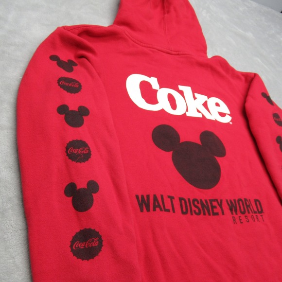 Vintage Walt Disney x Coca-Cola‎ Hoodie Unisex Small Red Fleece Collectible RARE - Picture 5 of 14